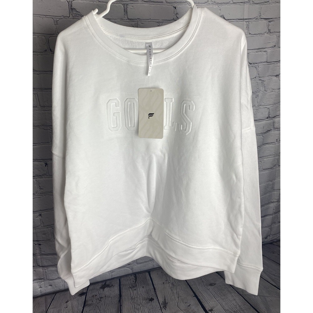 Fabletics Stacey Goals Pullover Sweatshirt White sz XL